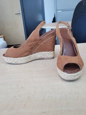 Brash Peep Toe Espadrille Wedge Slingback Sandal